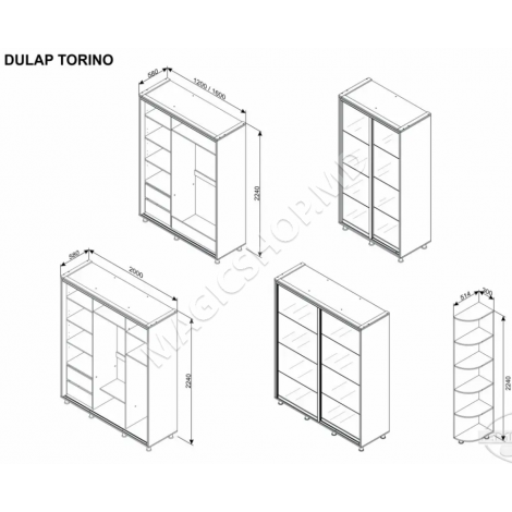 Dulap Ambianta Torino Sticla 120; 140; 160; 180; 200 cm